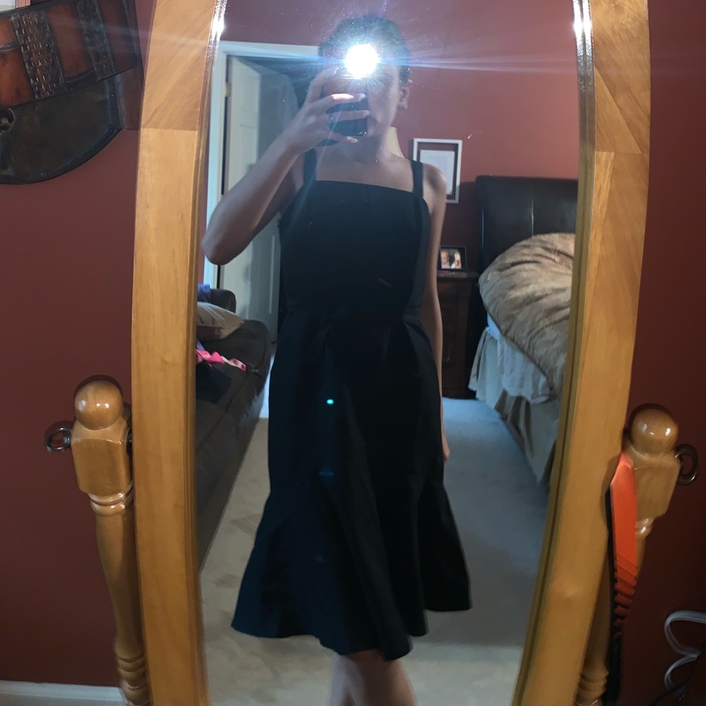 Loft Black Cocktail Midi Dress w/ Tie Belt
